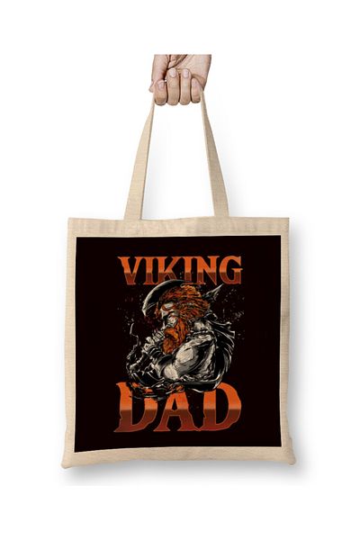 Baskı Dükkanı Viking Dad Papa Daddy Father Papa Poppa Σταδιοδρόμος Σύζυγος υφασμάτινη τσάντα με μακριά λαβή