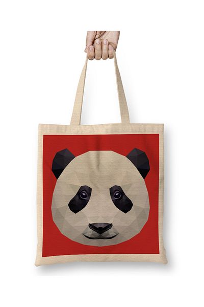 Baskı Dükkanı Γεωμετρική υφασμάτινη τσάντα Panda Animal με μακριά λαβή