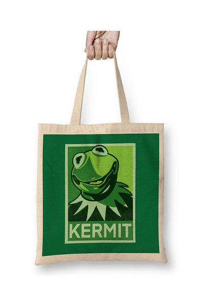 Baskı Dükkanı Πράσινη υφασμάτινη τσάντα Kermit με μακριά λαβή