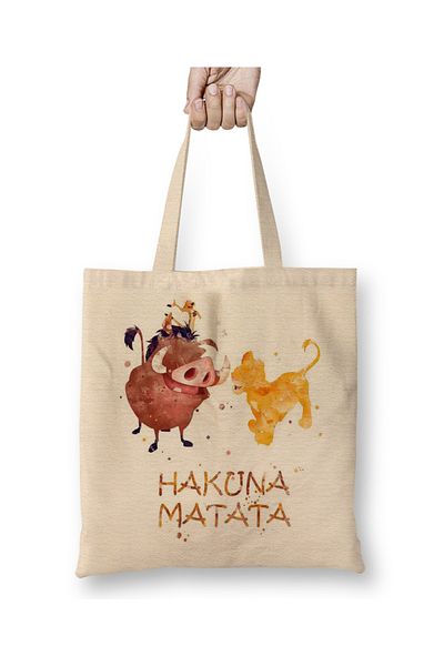 Baskı Dükkanı Hakuna Matata 02 υφασμάτινη τσάντα με μακριά λαβή