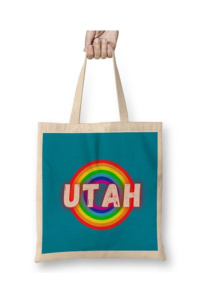 Baskı Dükkanı Υφασμάτινη τσάντα Utah vintage Rainbow Style με μακριά λαβή