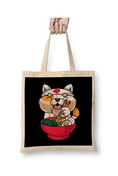 Baskı Dükkanı Kawaii mačka ramen činija smešni anime rezanci mačka tkanina To...