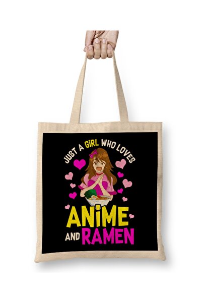 Baskı Dükkanı Samo devojka koja voli anime i ramen, smešna gastronomsko platn...