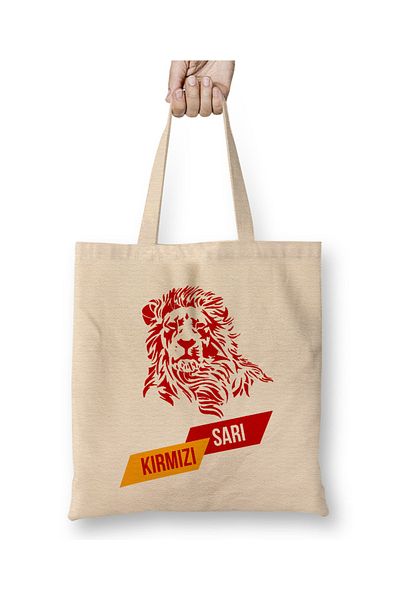 Baskı Dükkanı Lion Yellow Red υφασμάτινη τσάντα με μακριά λαβή