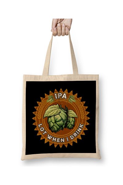 Baskı Dükkanı Παρτίδα IPA όταν πίνω Funny Beer Drinker s Pun υφασμάτινη τσάντα με μακριά λαβή