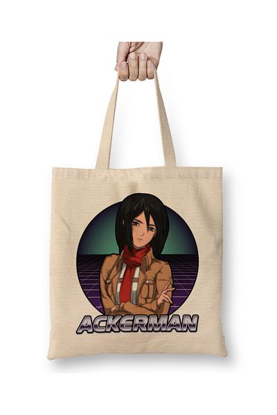 Baskı Dükkanı Ackerman Mikasa Mikasa Ackerman 01 υφασμάτινη τσάντα μακριά λαβή