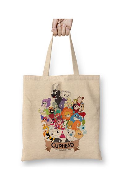 Baskı Dükkanı Cuphead 05 υφασμάτινη τσάντα με μακριά λαβή