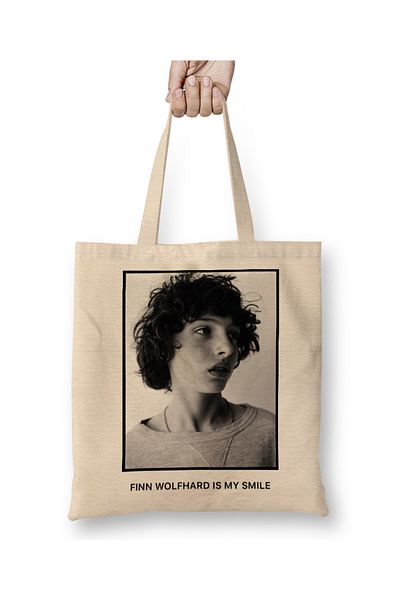 Baskı Dükkanı Finn Wolfhard 03 υφασμάτινη τσάντα μακριά λαβή