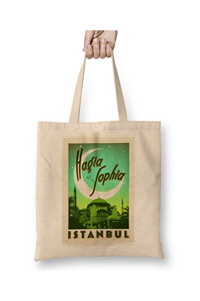 Baskı Dükkanı Tkanina za džamiju Ajasofija Torba dugačka Sa ručkom