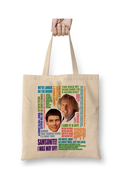 Baskı Dükkanı Citati iz filma Glup i gluplji 01 Tkanina Torba Dugačka Sa ručkom