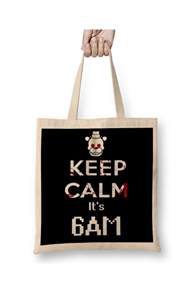 Baskı Dükkanı Joc Fnaf Freddy Păstrați calmul Este ora 6 dimineața Geantă din...