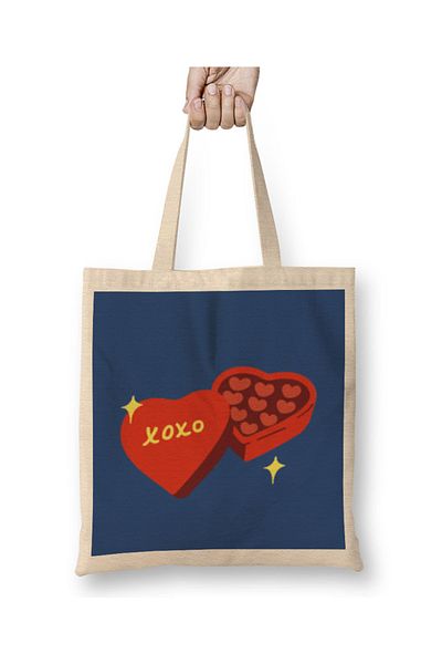 Baskı Dükkanı Υφασμάτινη τσάντα XOXO HEART Μακριά λαβή