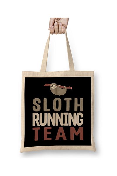 Baskı Dükkanı Cute Sloth Running Team Slothlike Runners Joke υφασμάτινη τσάντα με μακριά λαβή