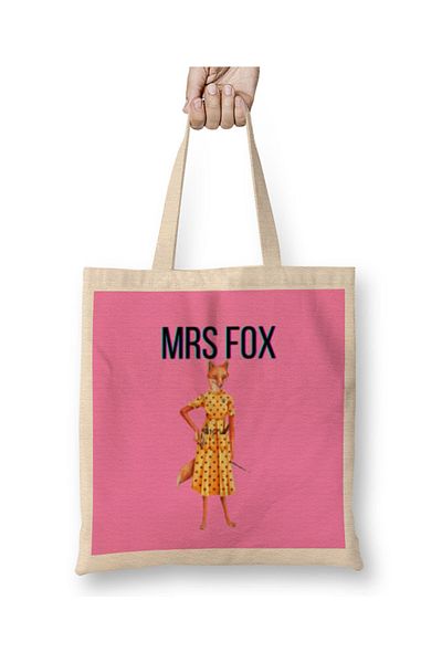 Baskı Dükkanı MRS FOX_Φανταστική υφασμάτινη τσάντα Mr Fox με μακριά λαβή