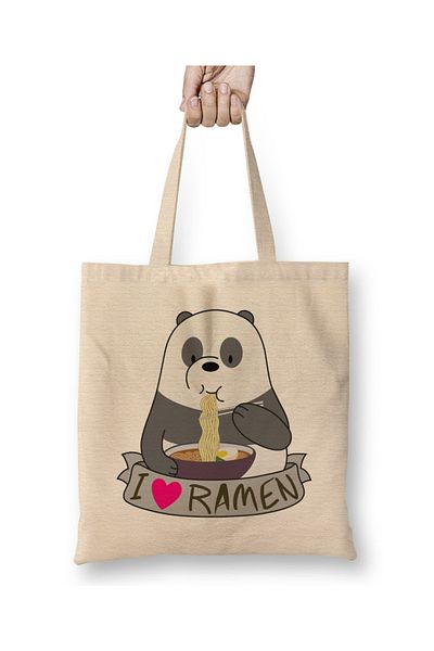 Baskı Dükkanı Υφασμάτινη τσάντα Panda Ramen με μακριά λαβή