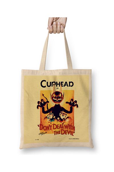 Baskı Dükkanı Cuphead 02 υφασμάτινη τσάντα με μακριά λαβή