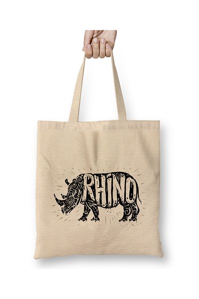 Baskı Dükkanı Dabbing Rhino Rhinoceros Dab Animal 02 υφασμάτινη τσάντα μακριά λαβή