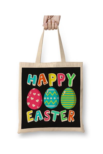 Baskı Dükkanı Happy Easter 06 υφασμάτινη τσάντα με μακριά λαβή