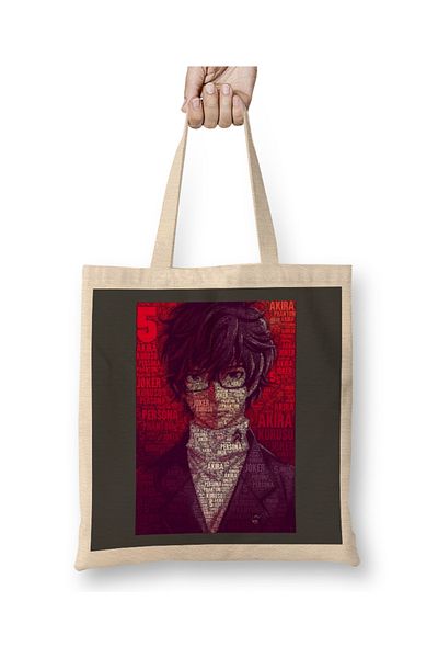 Baskı Dükkanı Geantă din pânză Akira Kurusu Persona cu mâner lung