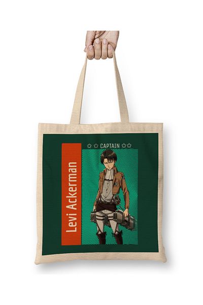 Baskı Dükkanı Attack On Titan Levi Ackerman 01 υφασμάτινη τσάντα με μακριά λαβή