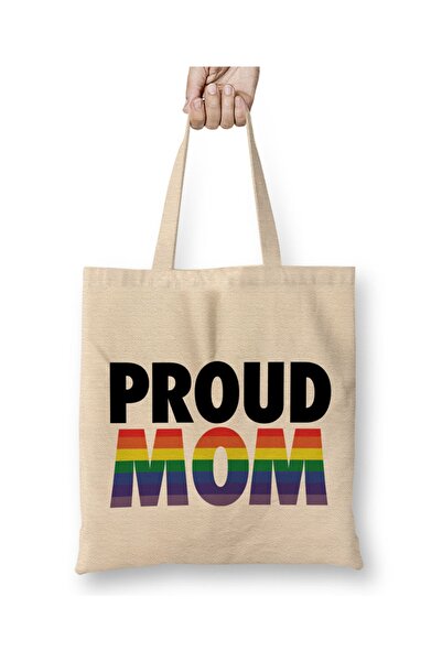 Baskı Dükkanı Υφασμάτινη τσάντα Pride Proud Mom με μακριά λαβή