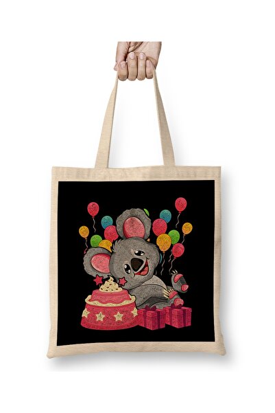 Baskı Dükkanı Balon Smiješna Koala Dječji Rođendan Koala Maska Tkanina Torba ...