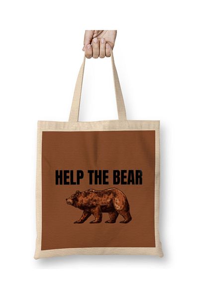 Baskı Dükkanı HELP THE BEAR υφασμάτινη τσάντα με μακριά λαβή