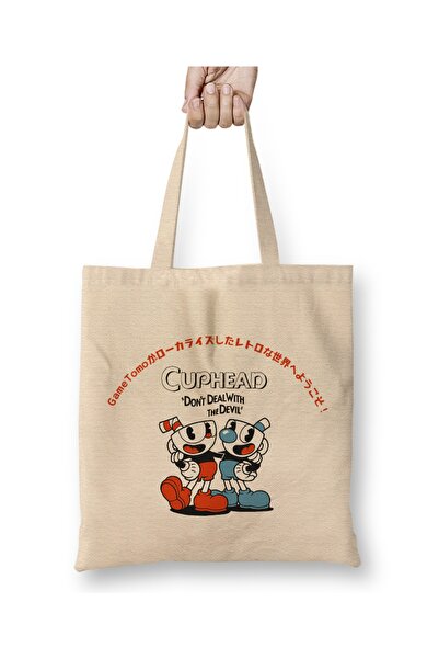 Baskı Dükkanı Cuphead tkanina Torba duga Sa ručkom