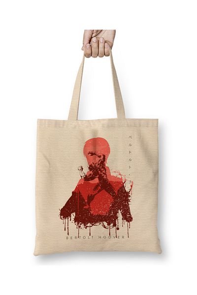 Baskı Dükkanı Attack On Titan Colosssal Titan Minimalist υφασμάτινη τσάντα με μακριά λαβή