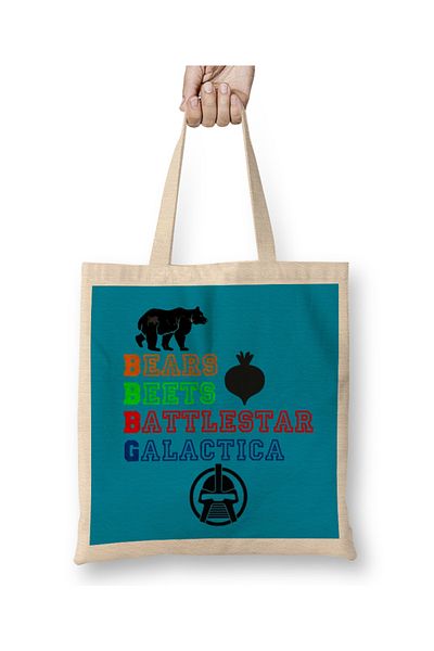 Baskı Dükkanı Bears Beets Battlestar Galactica 03 υφασμάτινη τσάντα μακριά λαβή