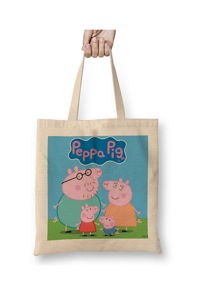 Baskı Dükkanı Geantă din pânză Peppa Pig 08 Mâner lung