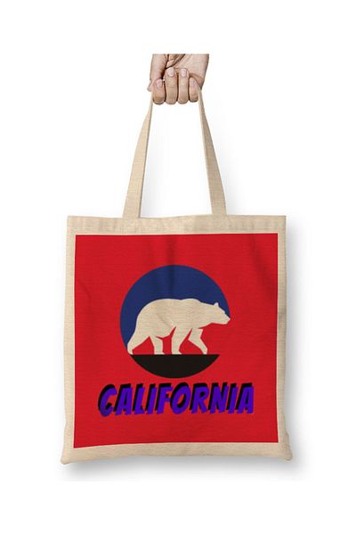 Baskı Dükkanı Υφασμάτινη τσάντα California Bear Flag με μακριά λαβή