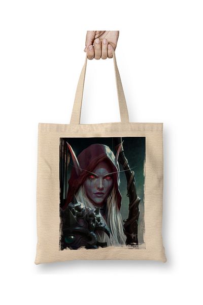 Baskı Dükkanı Sylvanas Windrunner World Of Warcraft Wow Geantă din pânză cu mâner lung