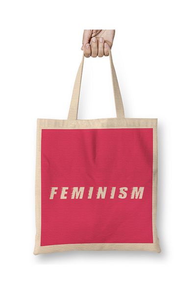 Baskı Dükkanı Geantă din pânză cu slogan feminism cu mâner lung