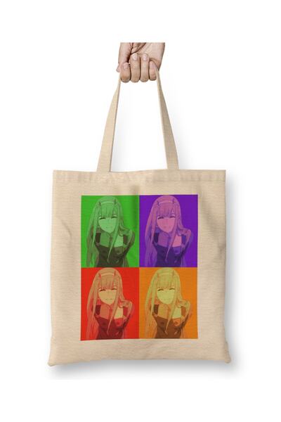Baskı Dükkanı Zero Two Colors Darling in The Franxx Anime Cloth Torba Long Sa...