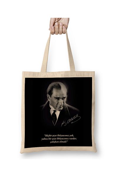 Baskı Dükkanı Mustafa Kemal Atatürk spune Geanta de pânză cu mâner lung