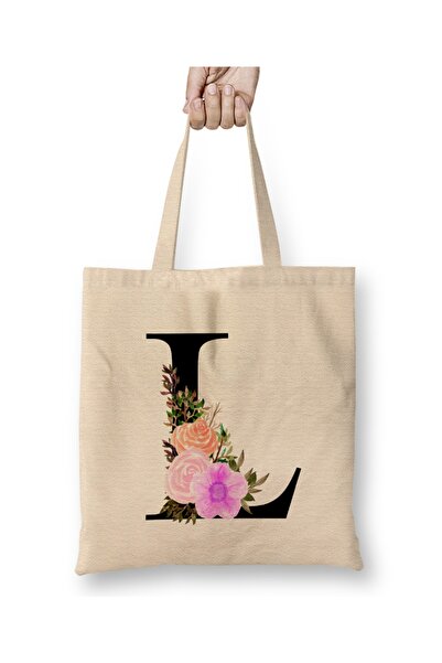 Baskı Dükkanı حقيبة قماش حرف L بيد طويلة