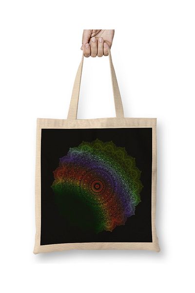 Baskı Dükkanı Yogi Prana Mandala - Rainbow Tote Τσάντα με μακριά λαβή