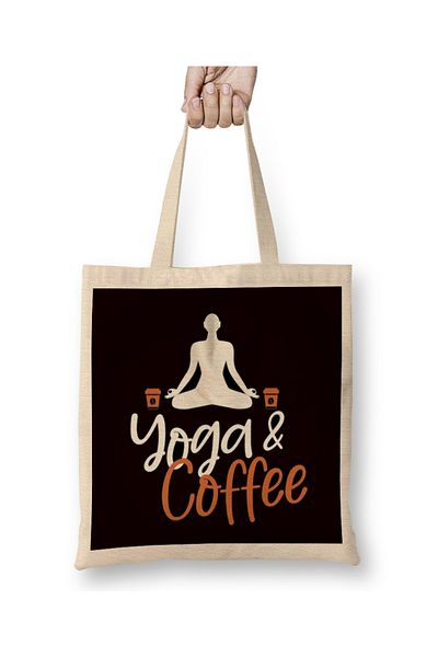 Baskı Dükkanı Yoga Cafea Asana Meditație Zen Nirvana Geantă din pânză cadou cu mâner lung