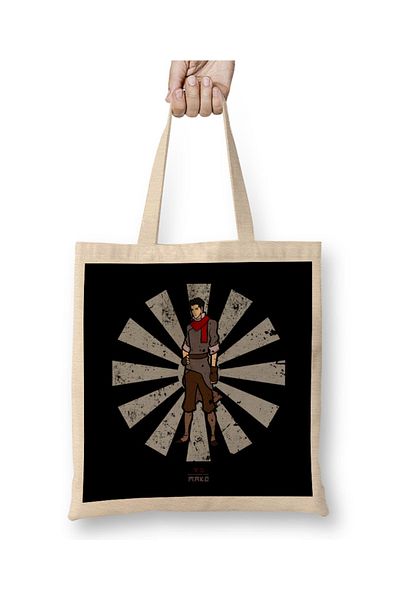 Baskı Dükkanı Avatar The Last Airbender Mako Retro Ιαπωνική υφασμάτινη τσάντα Avatar με μακριά λαβή