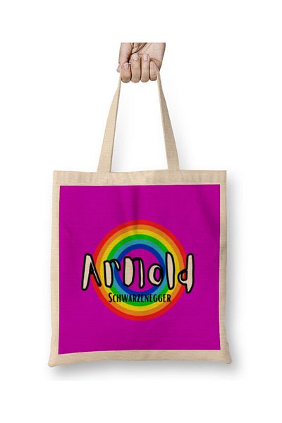 Baskı Dükkanı Arnold Schwarzenegger- Υφασμάτινη τσάντα ρετρό Rainbow Style με μακριά λαβή