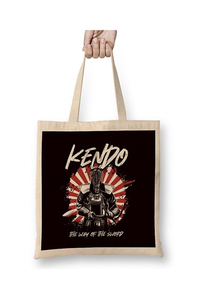 Baskı Dükkanı Katana Ιαπωνική Τέχνη Γάτα Samurai Ninja Shinobi Kendo Fighter υφασμάτινη τσάντα με μακριά λαβή