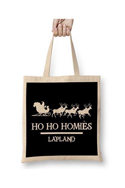 Baskı Dükkanı Santa Ho Ho Homies Laponska tkanina Torba Dugačka Sa ručkom