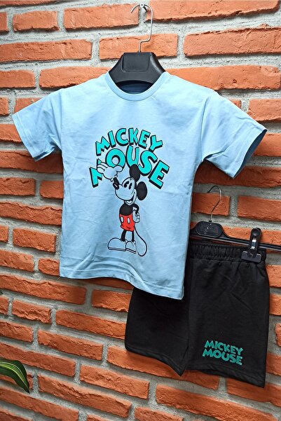 endudu Yeni Sezon Oversize Mickey Mouse Baskılı Yazlık Şortlu Alt Üst Takım Miki