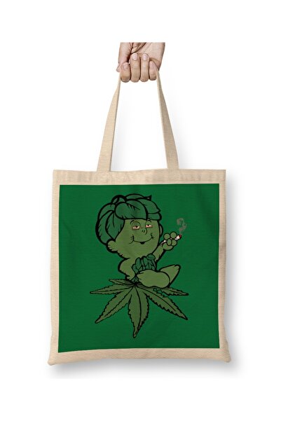 Baskı Dükkanı Little Bud - Geantă din pânză cu mâner lung pentru marihuana me...