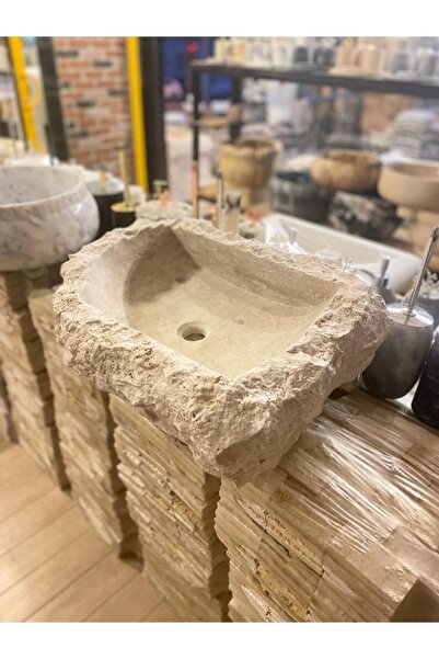 Polen Stone Traverten Doğal Taş Kaya Modeli 1.Sınıf Lavabo