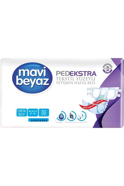 Mavi beyaz Pad Extra Textile Surface Adult Waistband Patient Diapers Medium Medium 120 Pieces