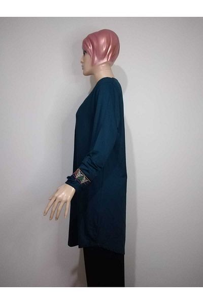 YAŞAR TRİKO Guler brodat pentru femei, cu mâneci lungi, cu nasturi ornamentale, cu mâneci lungi, cu tiv oval elastic, tunică