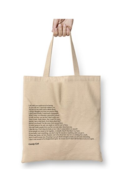 Baskı Dükkanı Gossip Girl Quotes Bez Çanta Uzun Saplı