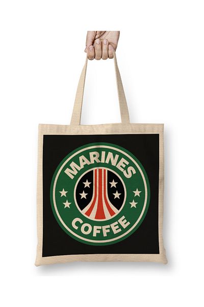 Baskı Dükkanı Υφασμάτινη τσάντα Aliens Marines Coffee Starbucks με μακριά λαβή